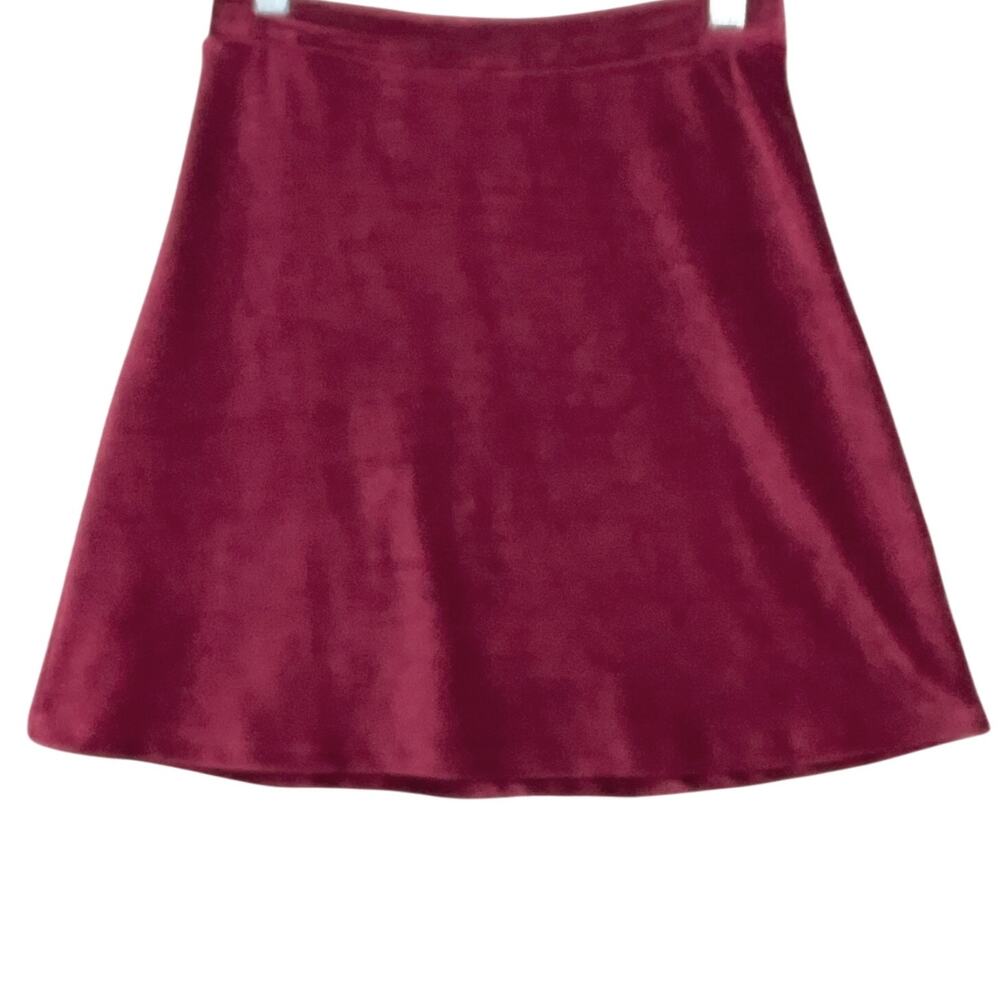 ALTAR'D STATE Velvet A Line Mini Skirt Stretch Burgundy Wine Red sz Medium NEW - Picture 3 of 7